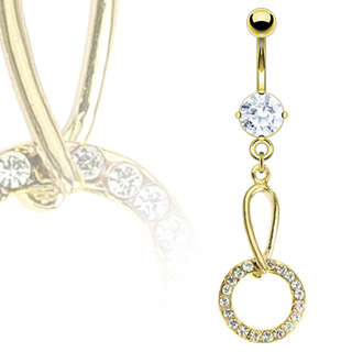 Piercing nombril fl�che et anneau dor�s