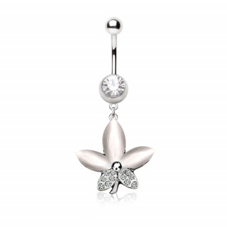 Piercing nombril fleur  oeil de chat et strass