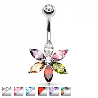 Piercing nombril fleur  pierres tailles en Marquise