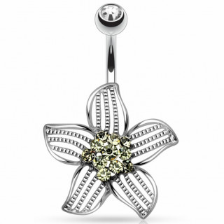 Piercing nombril fleur avec petales  lignes denteles