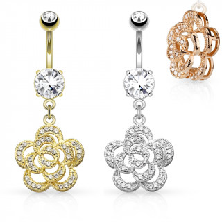 Piercing nombril fleur camlia