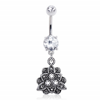 Piercing nombril fleur de lotus vintage