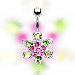 Piercing nombril fleur fantaisie