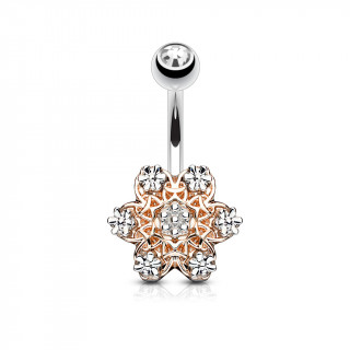 Piercing nombril fleur fleurie cuivre