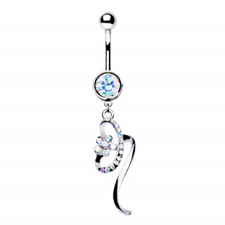 Piercing nombril fleur mystrieuse  strass aurore borale