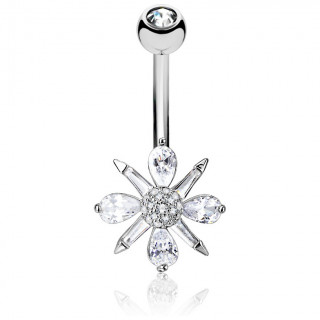 Piercing nombril � fleur stellaire sertie