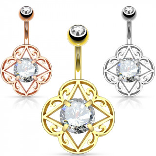 Piercing nombril fleur tribale