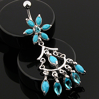 Piercing nombril fleur Turquoise