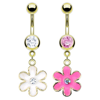 Piercing nombril fleur unie  coutours dors