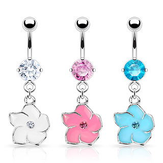 Piercing nombril fleur zircon au centre