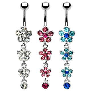 Piercing nombril 3 fleurs