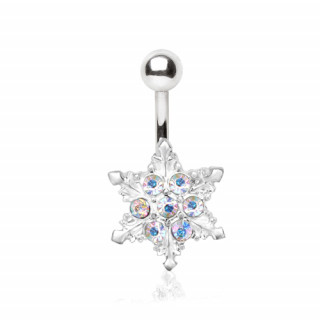 Piercing nombril flocon de neige  strass aurore borale