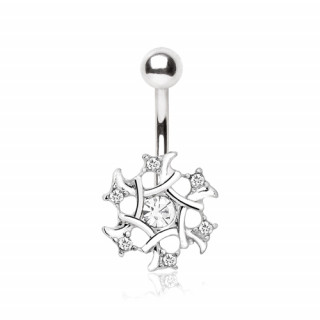 Piercing nombril flocon de neige  strass clairs