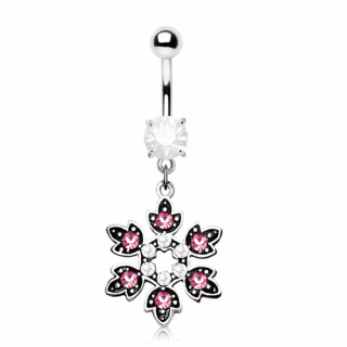 Piercing nombril flocon de neige vintage avec strass