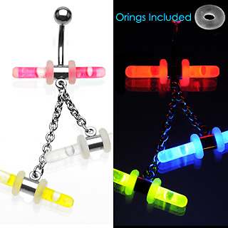 Piercing nombril Glowstick+3 sticks