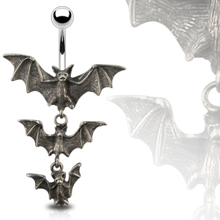 Piercing nombril gothique chauves-souris vampire