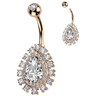 Piercing nombril goutte chic cuivr  large zirconium central