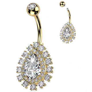 Piercing nombril goutte chic dor  large zirconium central