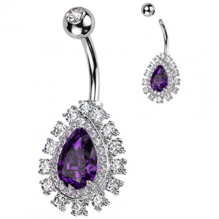 Piercing nombril goutte chic  large zirconium central violet