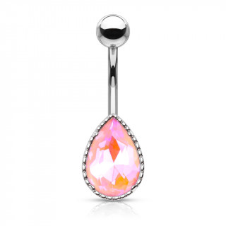 Piercing nombril  goutte de cristal nuanc - Rose