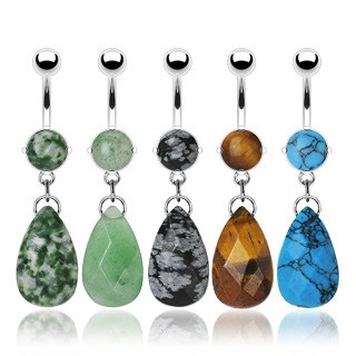 Piercing nombril goutte de pierre semi-prcieuse