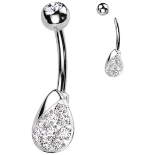 Piercing nombril  goutte design pave de zirconiums