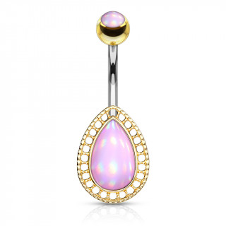 Piercing nombril goutte epoxy  contours dors - Rose