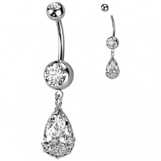 Piercing nombril à goutte fleurie