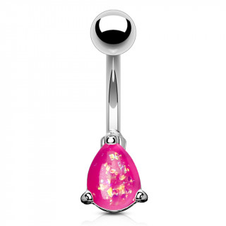 Piercing nombril  goutte d'opale rose