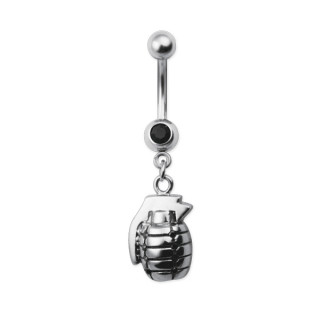 Piercing nombril grenade sertie