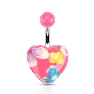 Piercing nombril gros coeur  imprim fleural