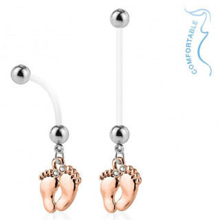 Piercing nombril grossesse à pieds de bébé cuivrés