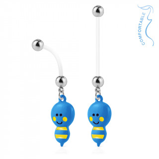 Piercing nombril grossesse abeille bleue et jaune