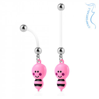 Piercing nombril grossesse abeille rose et noire