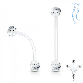 Piercing nombril grossesse  boules paillettes - Blanc