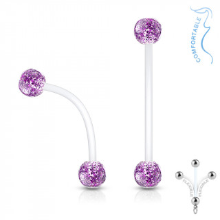 Piercing nombril grossesse  boules paillettes - Pourpre