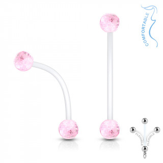 Piercing nombril grossesse à boules paillettées - Rose