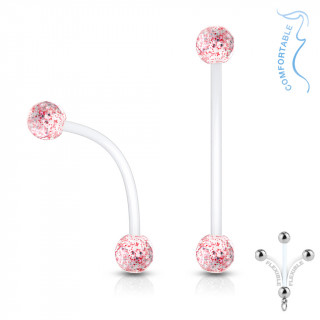 Piercing nombril grossesse  boules paillettes - Rouge