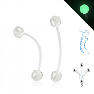 Piercing nombril grossesse  boules phosphorescentes - Blanc