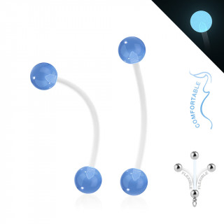 Piercing nombril grossesse à boules phosphorescentes - Bleu
