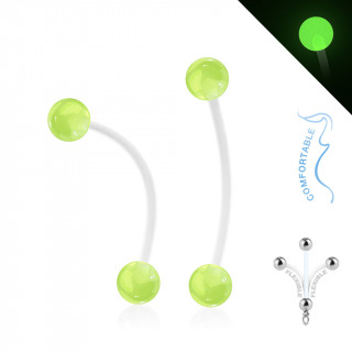 Piercing nombril grossesse  boules phosphorescentes - Vert