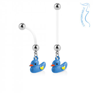 Piercing nombril grossesse canard bleu et jaune