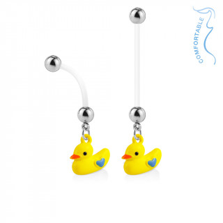 Piercing nombril grossesse canard jaune et bleu