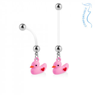 Piercing nombril grossesse canard rose et rouge