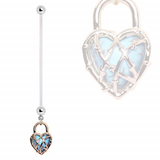 Piercing nombril grossesse coeur cadenas  turquoise