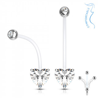 Piercing nombril grossesse  embout coeur strass - Clair