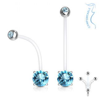 Piercing nombril grossesse à embouts strass - Bleu aqua