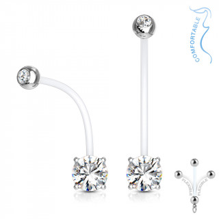 Piercing nombril grossesse  embouts strass - Clair