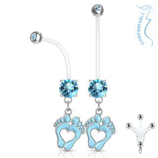 Piercing nombril grossesse  pieds de bb - Bleu aqua