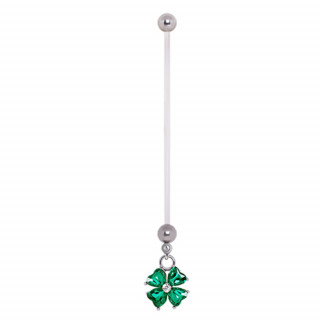 Piercing nombril grossesse trèfle à 4 feuilles vert